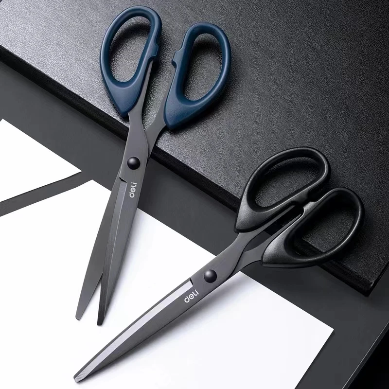 Deli 210/175mm Black Stainless Steel Scissors Business Office Stationery Home Tailor Shears Kitchen Knife Cutter Cutting Tool