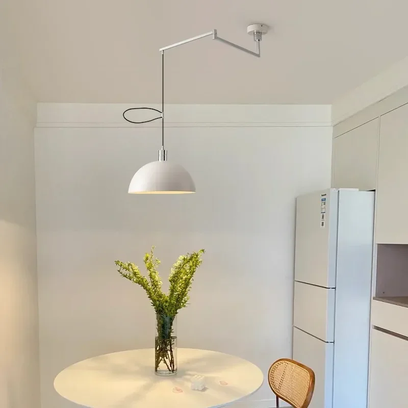 Nordic Long Pole Swing Arm Pendant  Light  Adjustable Height Dining Room Kitchen Island Loft Hanging Lamp
