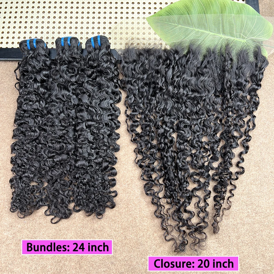 18A Burmese Curly Bundles With 13x4 Lace Frontal Natural Color 100% Human Hair Weave Extensions Transparent Closure Bundle Deal