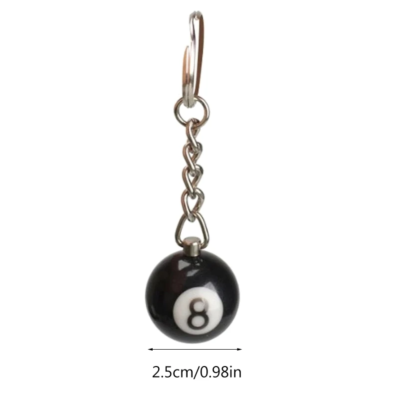 Fashion Creative Billiard Pool Keychain Table Ball Key Ring Lucky Black No.8 Key Chain 25mm Resin Ball Jewelry Gift