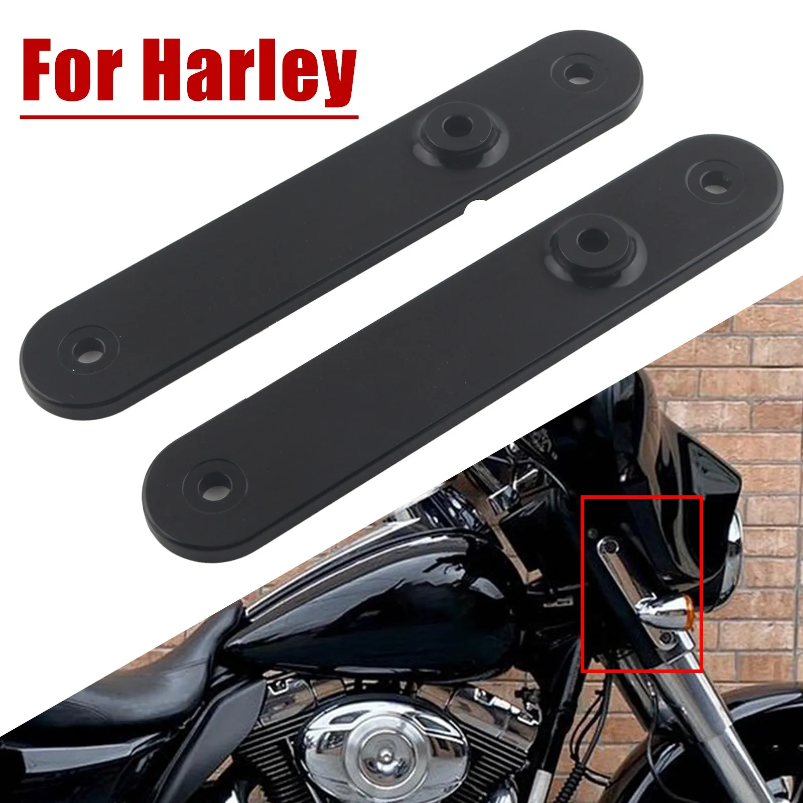 Zestaw wsporników montażowych kierunkowskazów motocyklowych czarny/chromowany pasuje do Harley Davidson FLHT FLHTC FLHTCU FLHTCUI FLHTI