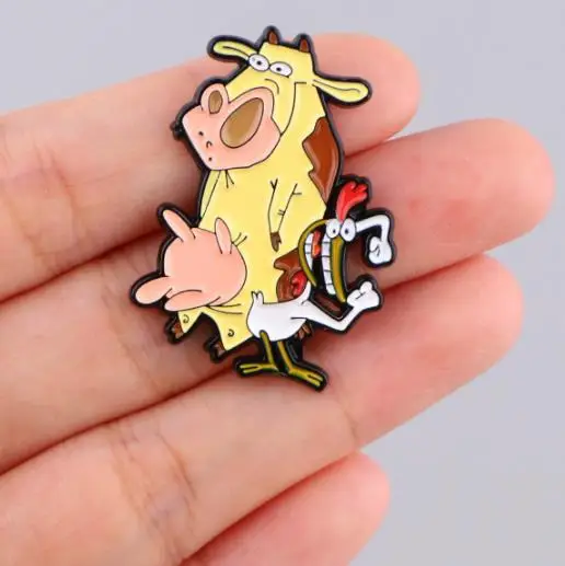 Chicken and ox brooch badge clothing backpack accessories brooch cross-border foreign trade hot selling drip oil chest badge view 3