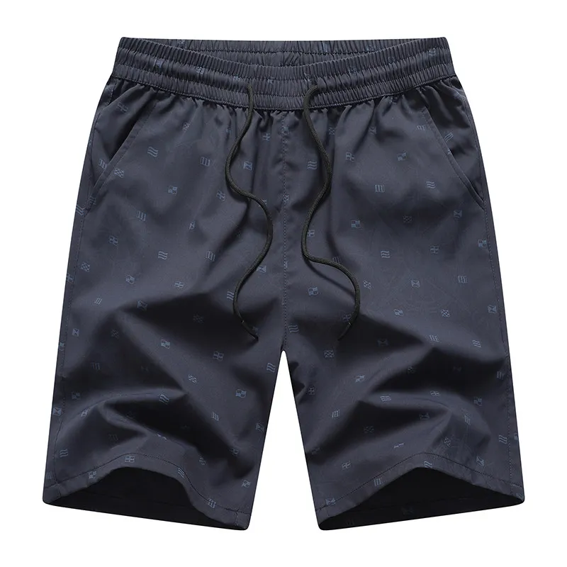 2024 New Minimalist Fashion Pocket Elastic Men\'s Trendy Print Summer Sports and Leisure Versatile Drawstring Loose Beach Shorts