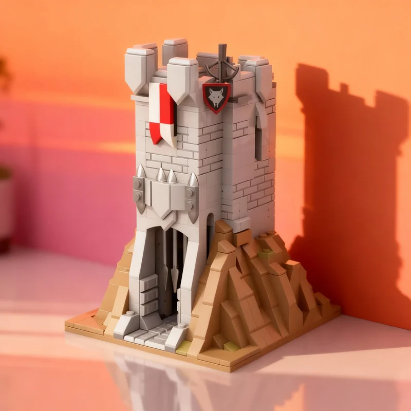 

439 деталей MOC: Модель замка «Волчий лагерь», конструктор, архитектурная сборка, рождественский подарок, DIY, креативная идея, развивающая игрушка