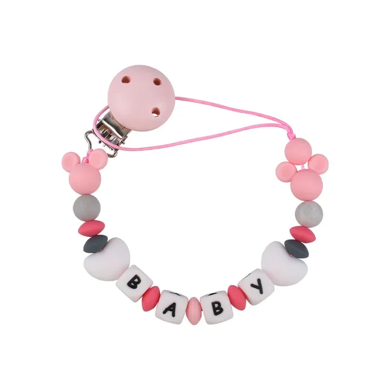 YUAN Baby Personalized Name Custom Pacifier Clips Nipple Dummy Holder Chain Infant Feeding Toddler Teething Toys Pacifier Chains
