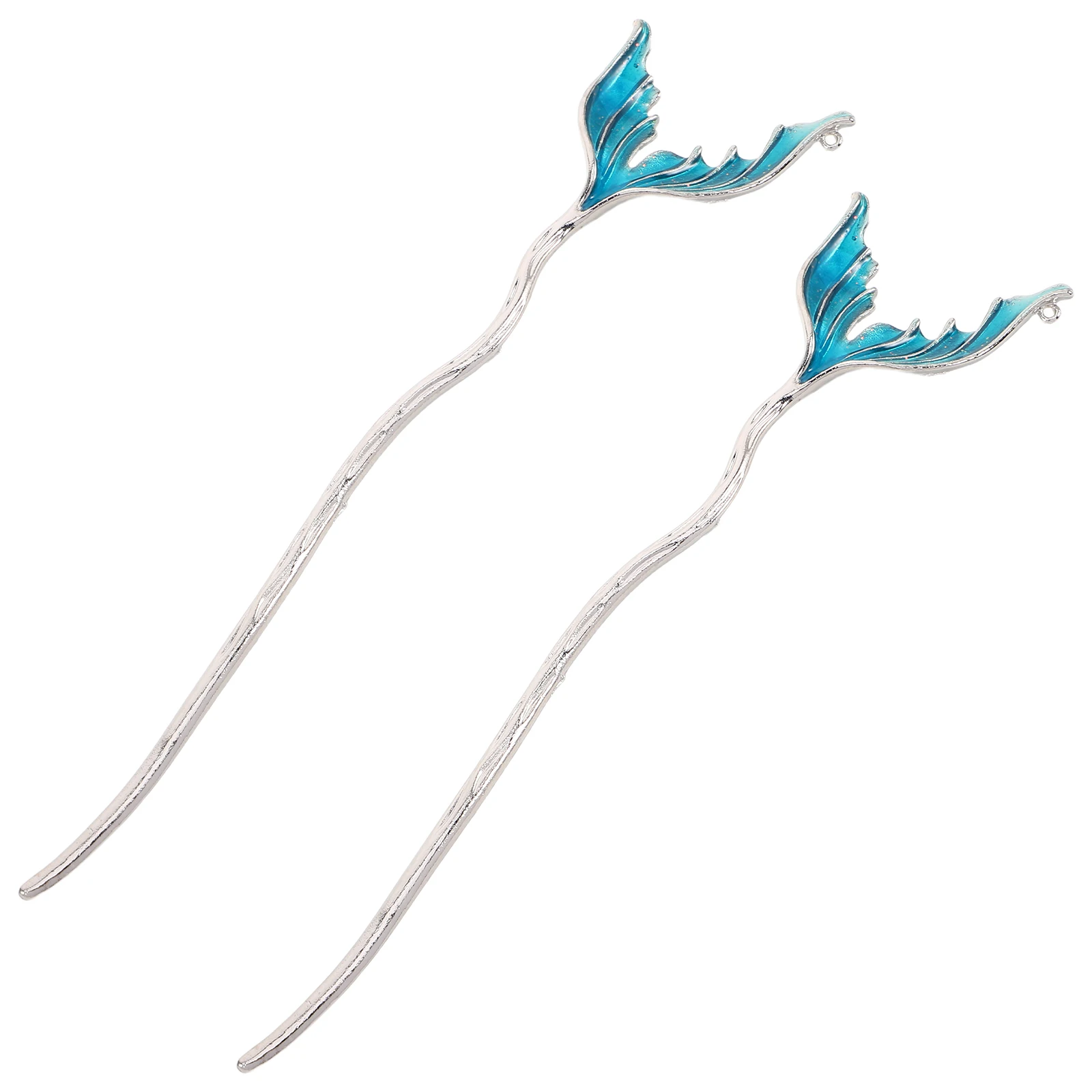 

2pcs Fishtail Unique Design Lightweight Alloy Vintage Hair Stick Pin Women Decorative Bun Stick Travel Chinese Style