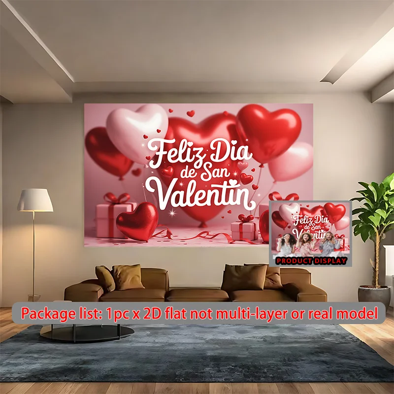 VIKAMA-tapiz decorativo con tema del Día de San Valentín, tapiz español "Feliz Dia de San Valentín", decoración de tela de fondo de amor