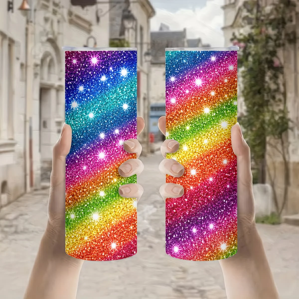 1pc 20Oz Rainbow Starry Sky Pattern Stainless Steel Insulated Tumbler Coffee Office Travel Mug with Lid Cup Daily Use Leakproof And Bpa Free Keep Drink Hot And Cold Ideal Gift for Friends Family Colleagues on Birthday Christmas Thanksgiving New Year