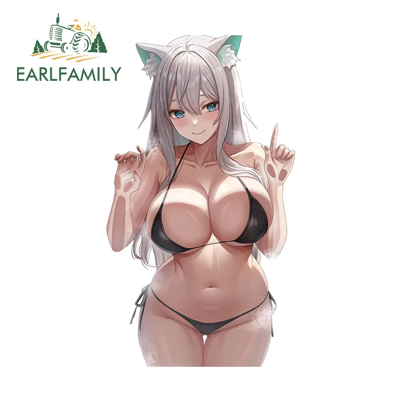 EARLFAMILY 13cm X 7.4cm for Sexy Girl Locked in Screen Car Stickers Sunscreen Waterproof Decals Cartoon Graffiti Caravan Decor