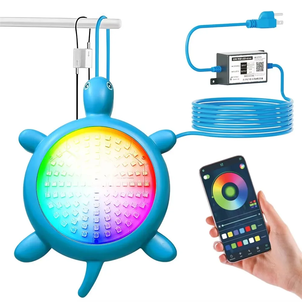RGB LED Swimming Pool Light 22W 85-265V Bluetooth APP Control Fountain Pond Lights IP68 UnderWater Lamp DC12V Piscina Spotlight