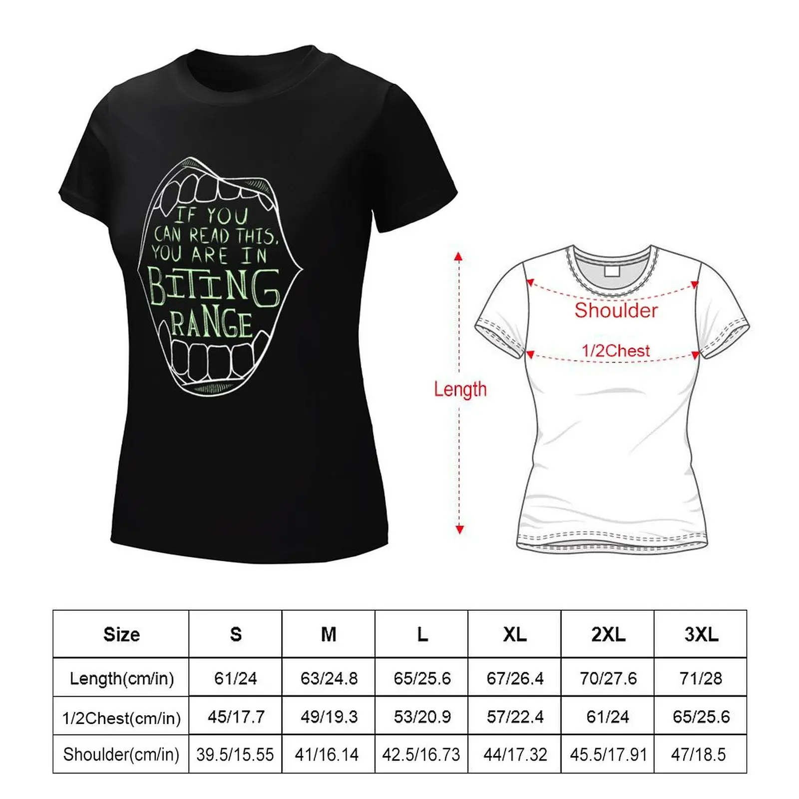 Camiseta de You are in Biting Range para mujer, ropa de mujer, moda coreana, tops de talla grande, camisas ariat