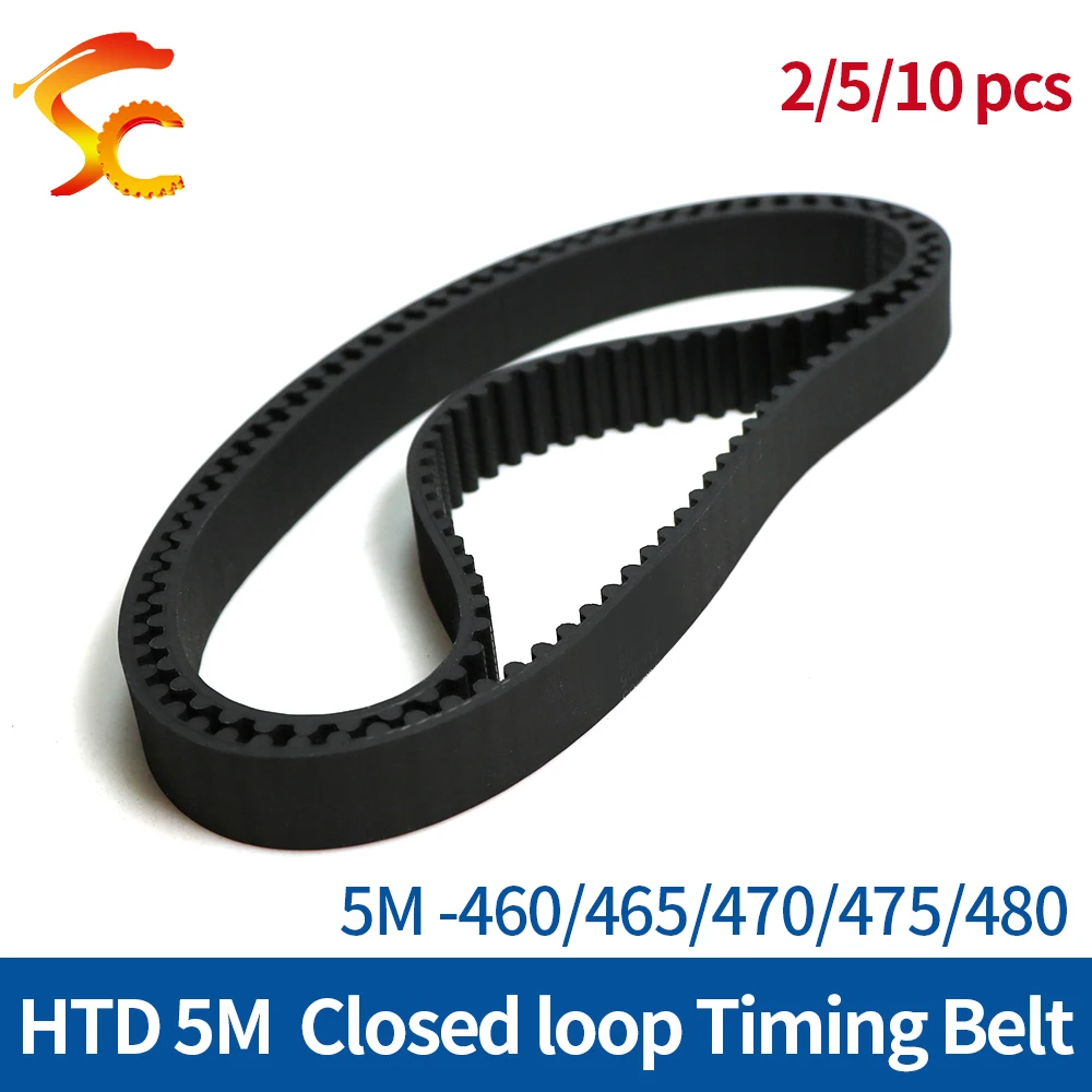 

2/5/10pcs HTD 5M Timing Belt 460/465/470/475/480mm Width 10/15/20/25mm Rubber Closed Loop Synchronous Belt