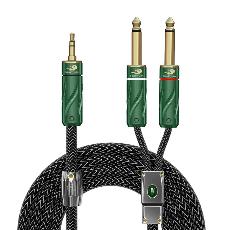 Classcial Style Audio Cable 3.5mm Mini Jack to Dual 6.35mm 1/4 Inch TS Jack for Smartphone PC Mixing Console Cable 1M 1.5M 3M 5M