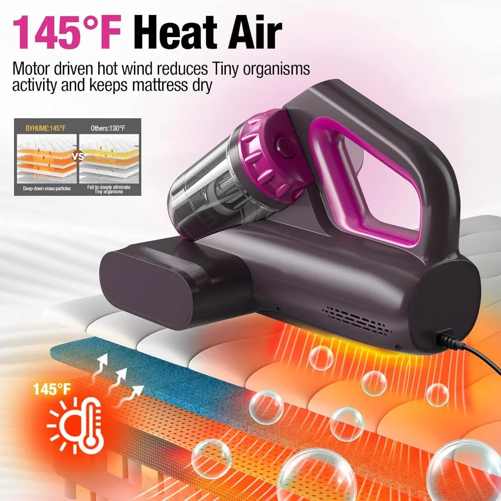 مكنسة كهربائية ذات مرتبة 17Kpa مشهورة، 273 نانومتر UV-C خفيفة وموجات فوق الصوتية 145 ° تسخين F، دوران فرشاة 80000 دورة في الدقيقة/الدقيقة، سلك أسود #4