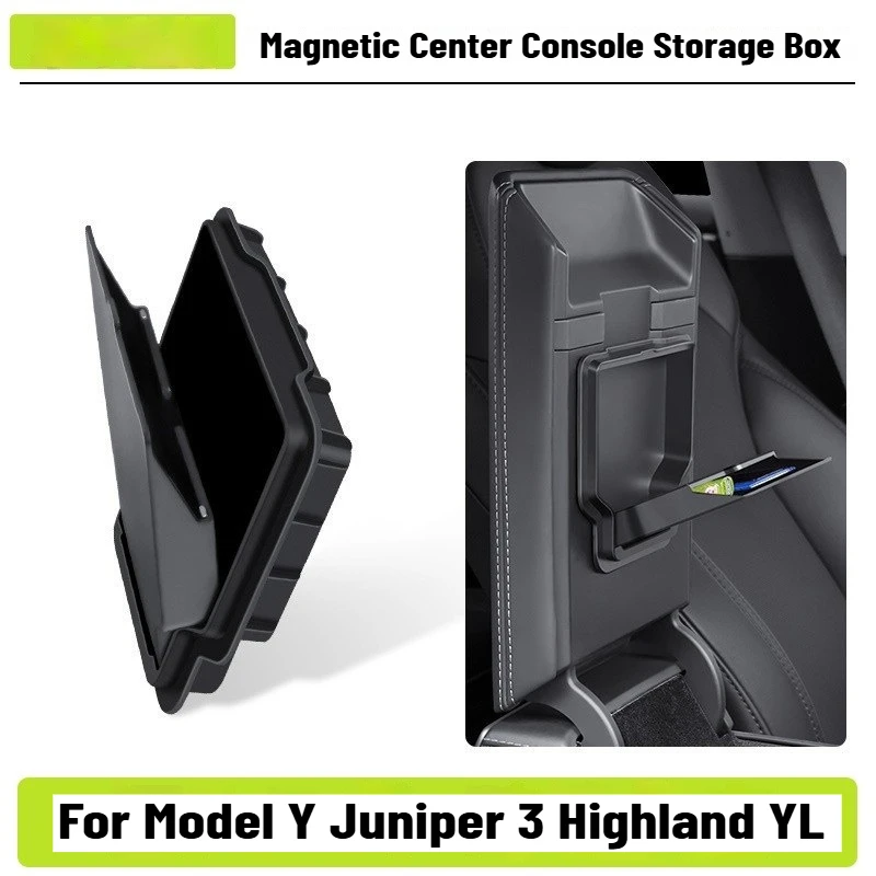 For Tesla YL Model Y Juniper 3 Highland Magnetic Center Console Storage Box Organizer Tray Under Screen