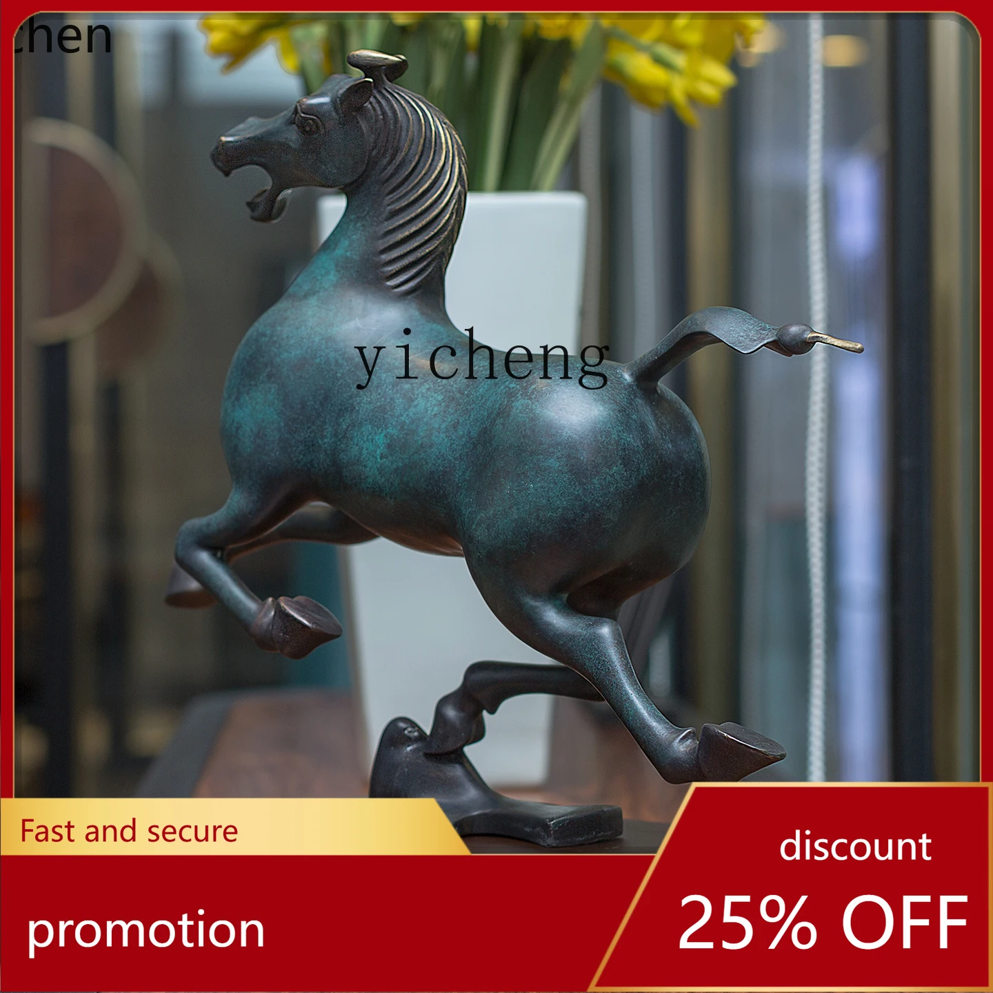 HXL Galloping Horse Ornament Antique Bronze Retro Bronze Galloping Horse Success Living Room Housewarming Gift
