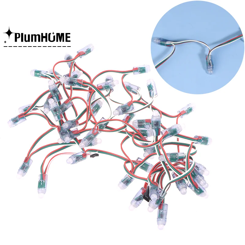 

50 шт. DC5V WS2811 полноцветный светодиодный пиксельный световой модуль 12 мм 14 см провода IP68 водонепроницаемые цифровые светодиодные струны RGB для фестивального декора