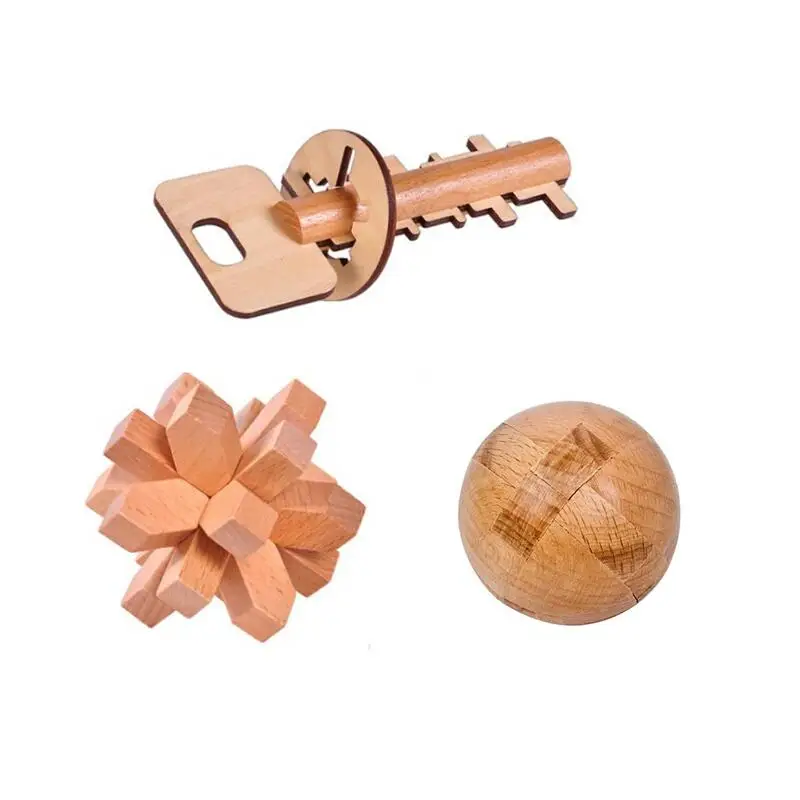 

3PCS/Set Chinese 3D Wooden Brain Teaser Intelligence Puzzle Game for adults and children