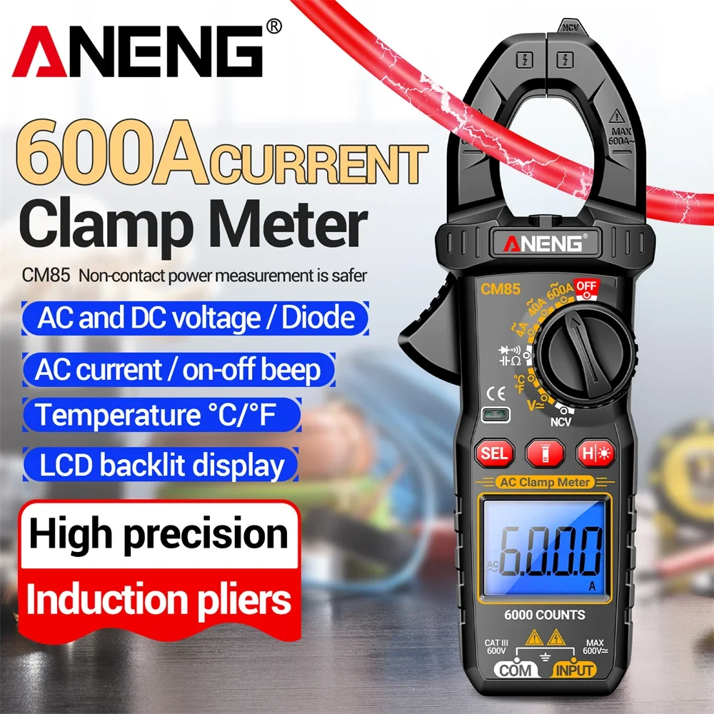 Multimeter Digital Clamp Meter ANENG CM85 AC/DC Voltage Non-Contact NCV Induction Resistance Electrician Repair Tester Tools