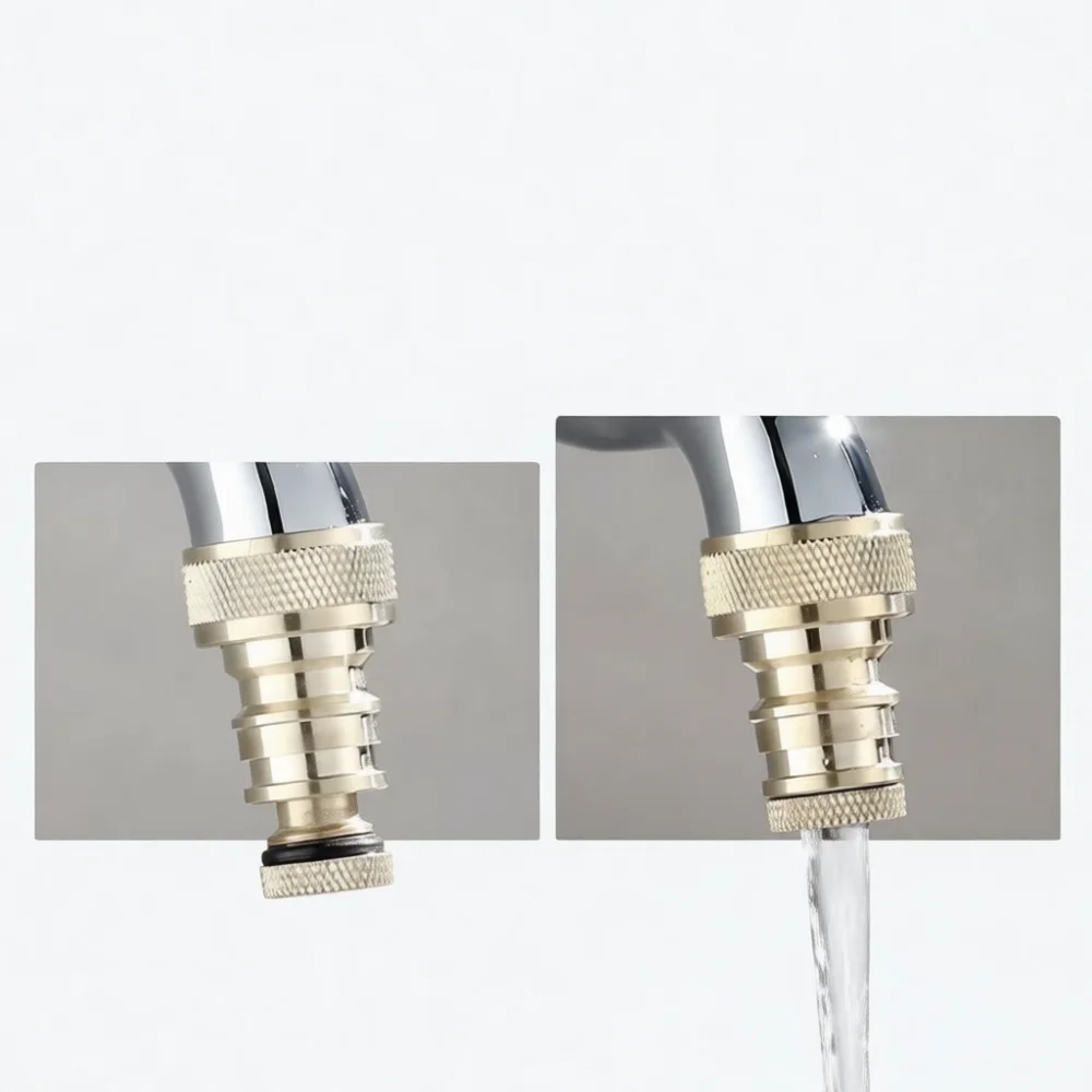 Solid Brass Washing Machine Faucet Valve Auto Shut Off Connector Anti Drop Hose Adapter Household Laundry Inlet Pipe Fitting