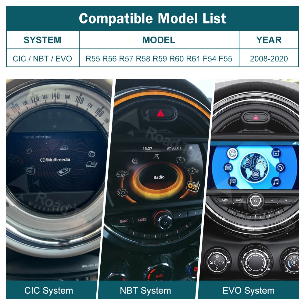 RoadTop Wireless CarPlay Android Auto for Mini R55 R56 R57 R58 R60