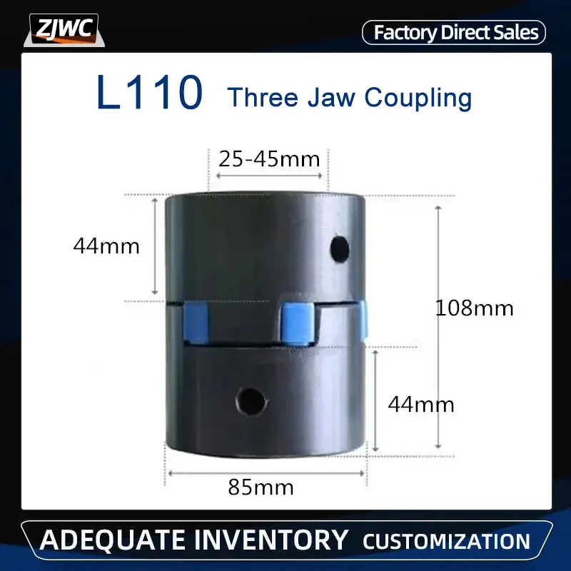 

L110 D85 L108 45# Steel 3 Jaw Engine Shaft Atapter Transition Coupling Plum/Coupler Clamp For CNC Engraver High Torque Motor