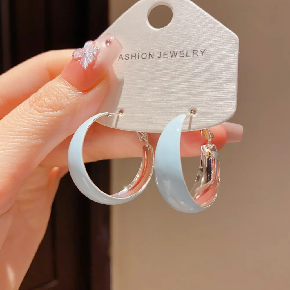 

Simple Exaggerated Blue Drip Oil Large Round Hoop Earrings For Women Unique Design Hiphop Fashion Jewelry