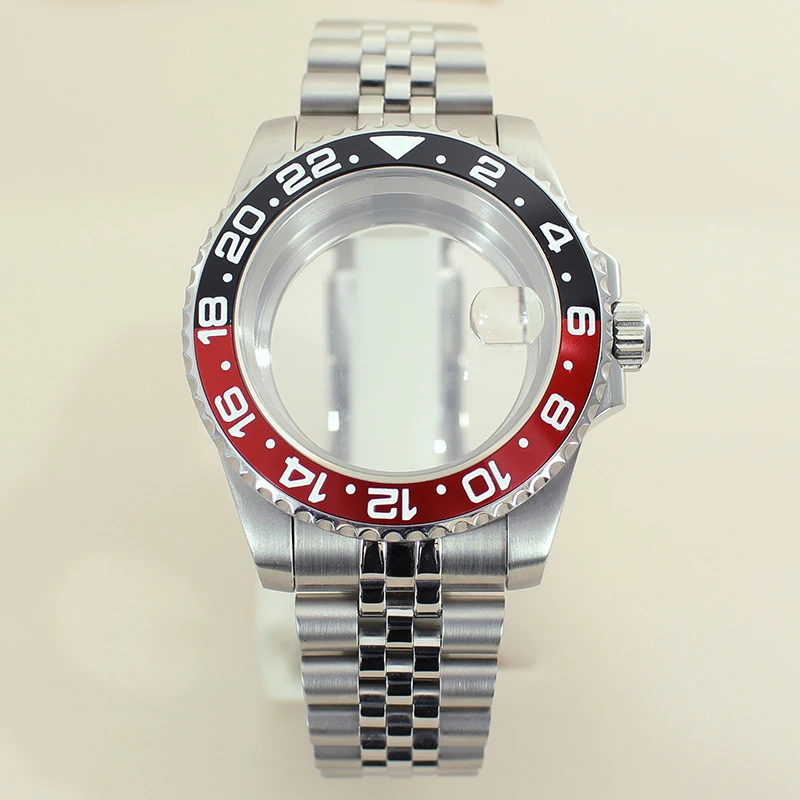 40mm For NH35 NH36 NH34 NH38 NH70/Miyota 8215/Eta 2824 PT5000 Movement SUB GMT Ceramic Insert Watch Case Strap Glide Lock Clasp
