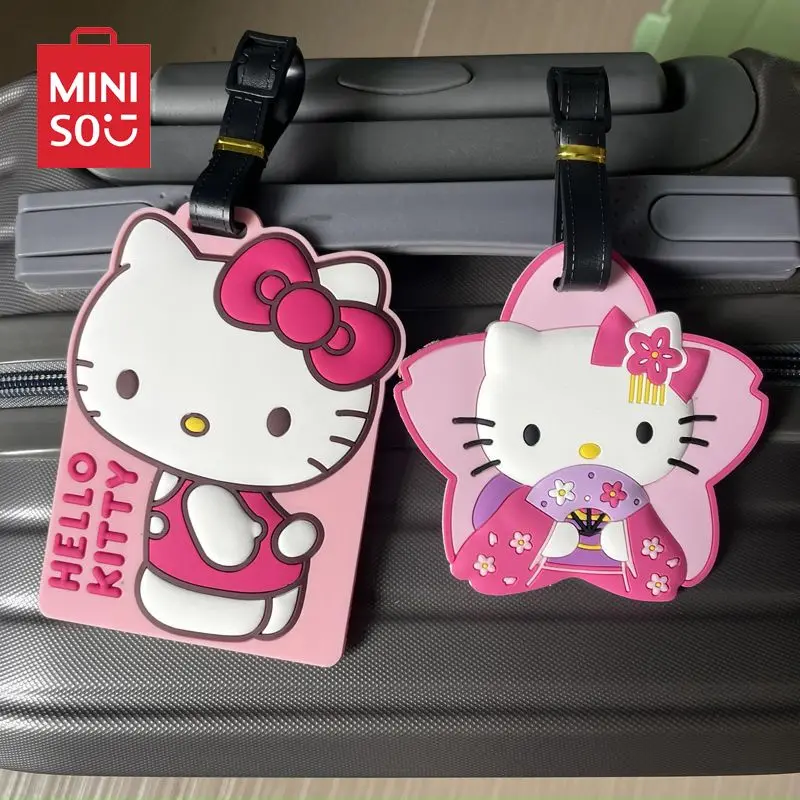 MINISO cartoon Hello Kitty luggage tag card holder suitcase luggage tag backpack suitcase tag boarding check-in to prevent loss