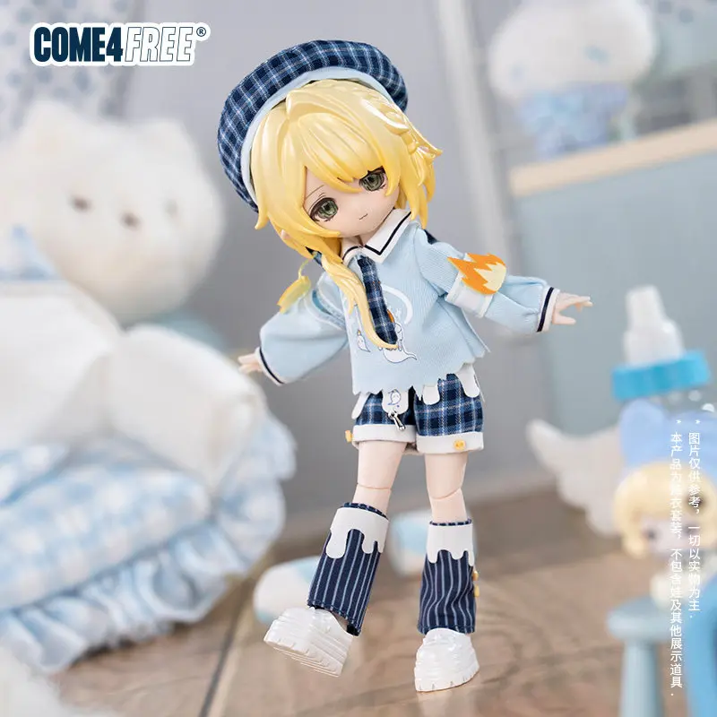 New Come4free 1/12 Bjd Doll Clothes Set Daily Series Casual Plaid Outfit Clothing Suit For Fashion Dolls Dress Up Accessory