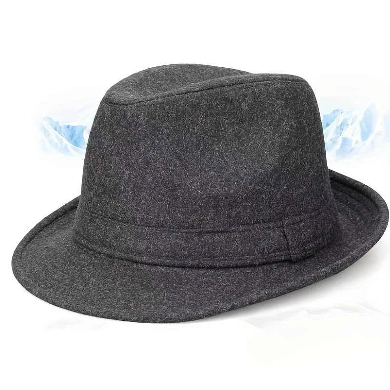 Men\'s bowler hat spring and fall warm jazz cap British style middle-aged and elderly winter dad retro gentleman hat