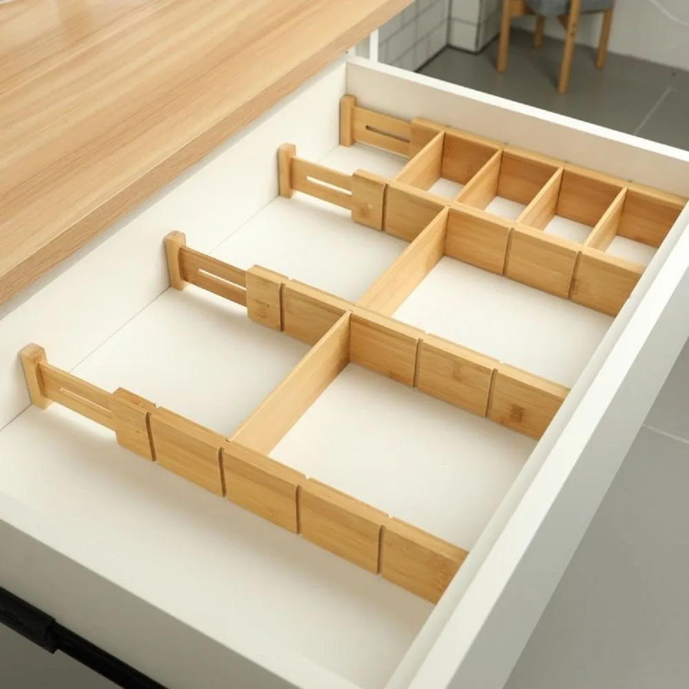 Adjustable Drawer Divider Bamboo Expansible Drawer Divider Organizer Storage Racks and Shelves