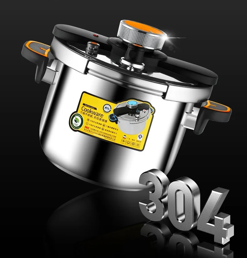 4/5/6/8L Uncoated 304 Stainless Steel Micro Pressure Cooker Pot Large Capacity Stove Top Gas  Knob Snap Cover