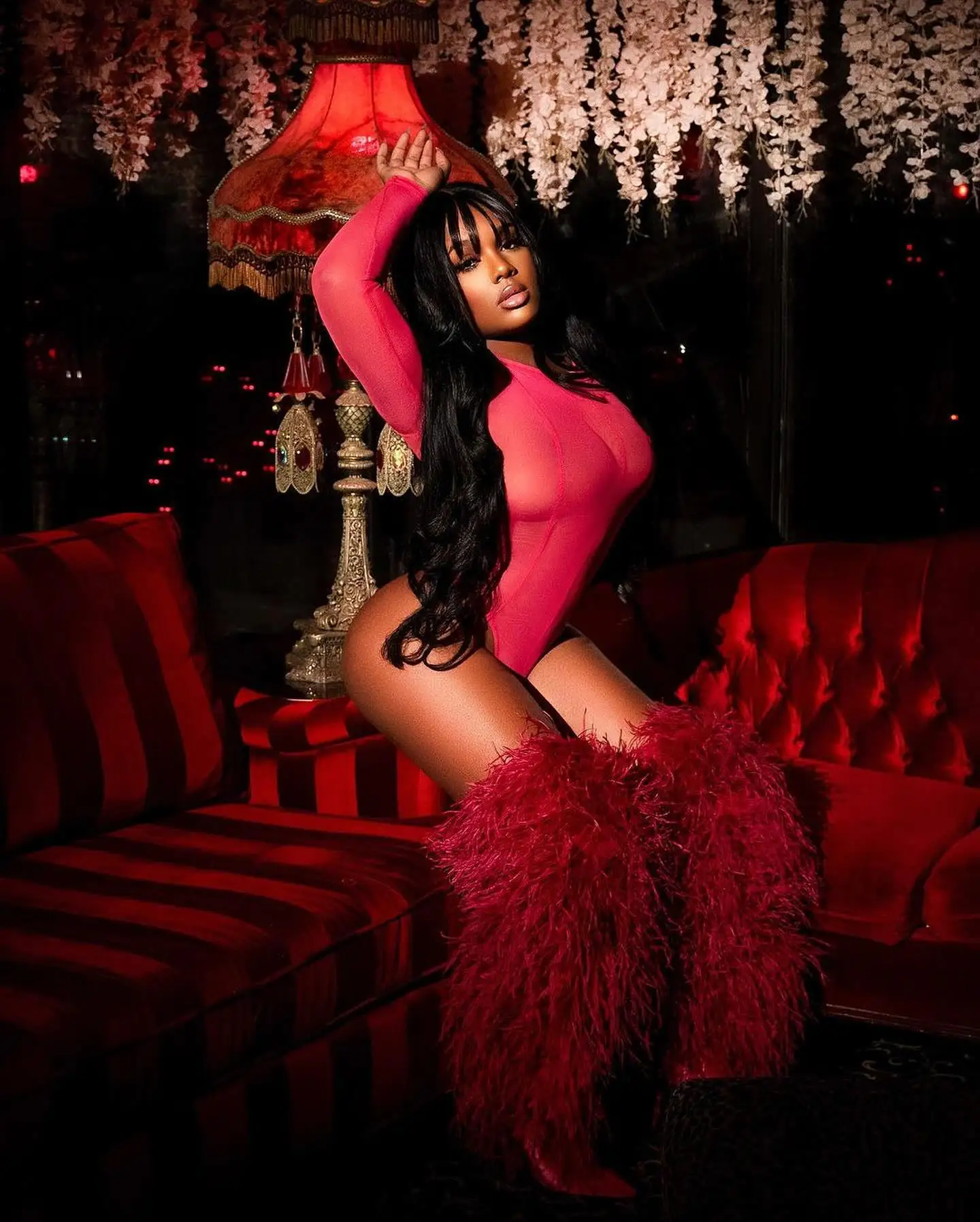 

2025 Women Sexy Booties Spring Women Over The Knee Boots Pointed Toe Feather Fashion High Heels Boots 44