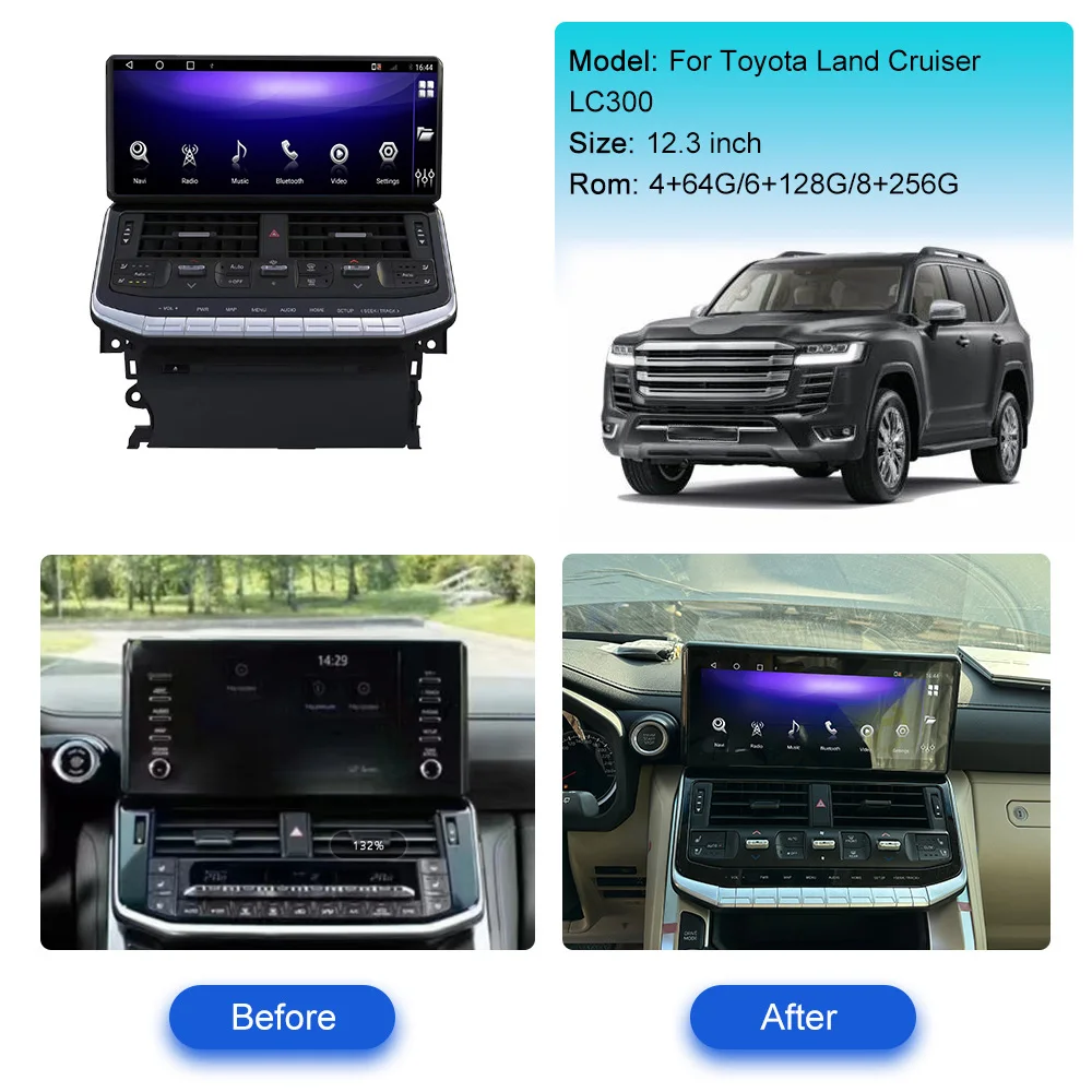 For Toyota Land Cruiser LC200 LC300 GXR VXR 2016 - 2023 Android Car Radio 2Din Stereo Receiver Autoradio Multimedia Player GPS