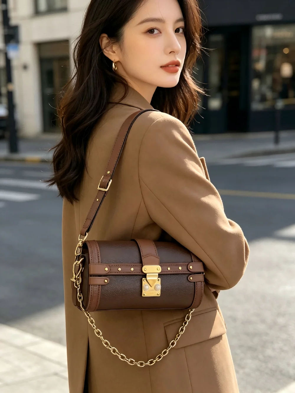 

Leather Boston Bag Women's Lightweight Small Crossbody Bag Luxury Designer Handbag Shoulder Bags for Phone