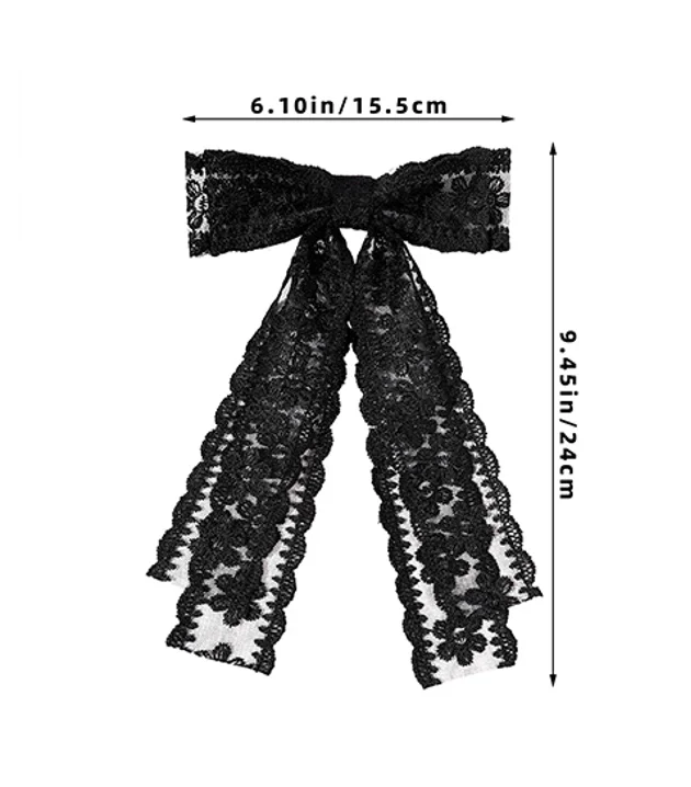 24pcs Korean Long Bow Hair Clips for Women Girls Trendy Tassel Bow Hairpins Lace Embroidered Barrettes Bulk Hair Accessories