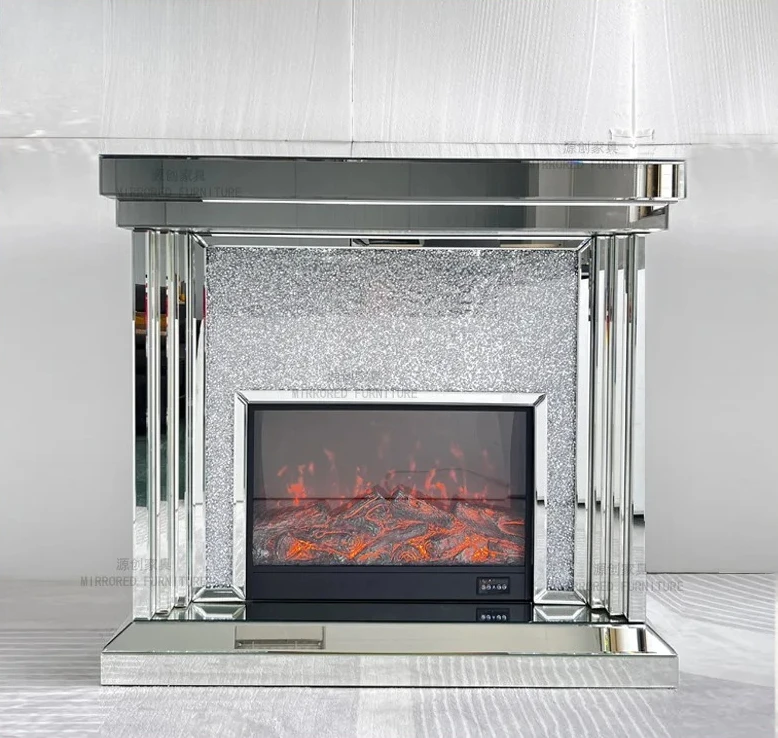 European simple mirror fireplace decoration household porch decoration villa aisle background wall decoration cabinet