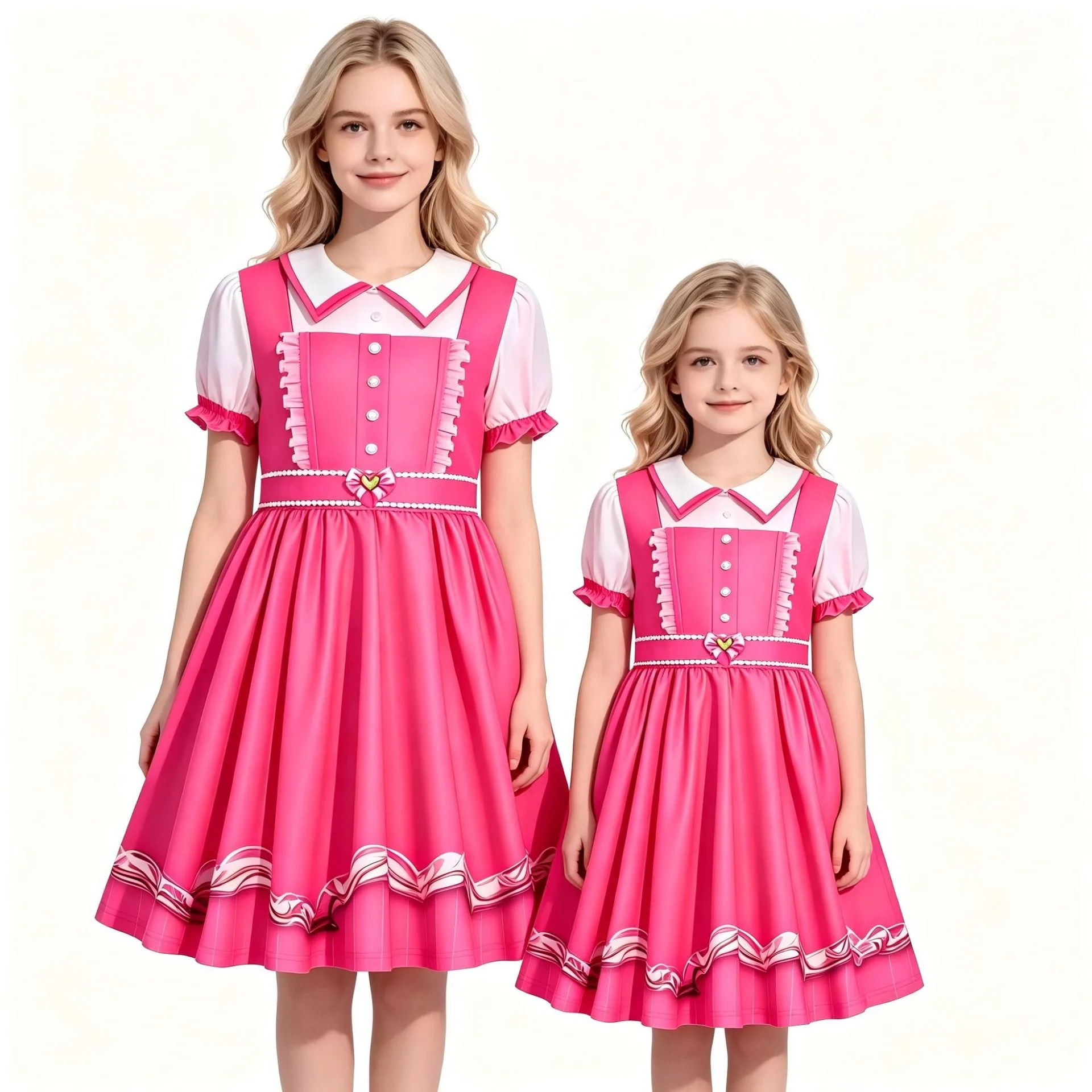2026 Movie Descendants 5 Costume Adult Kids Wicked Wonderland Pink Chloe Red Cosplay Outfit Wig Halloween Clothes For Women Girl