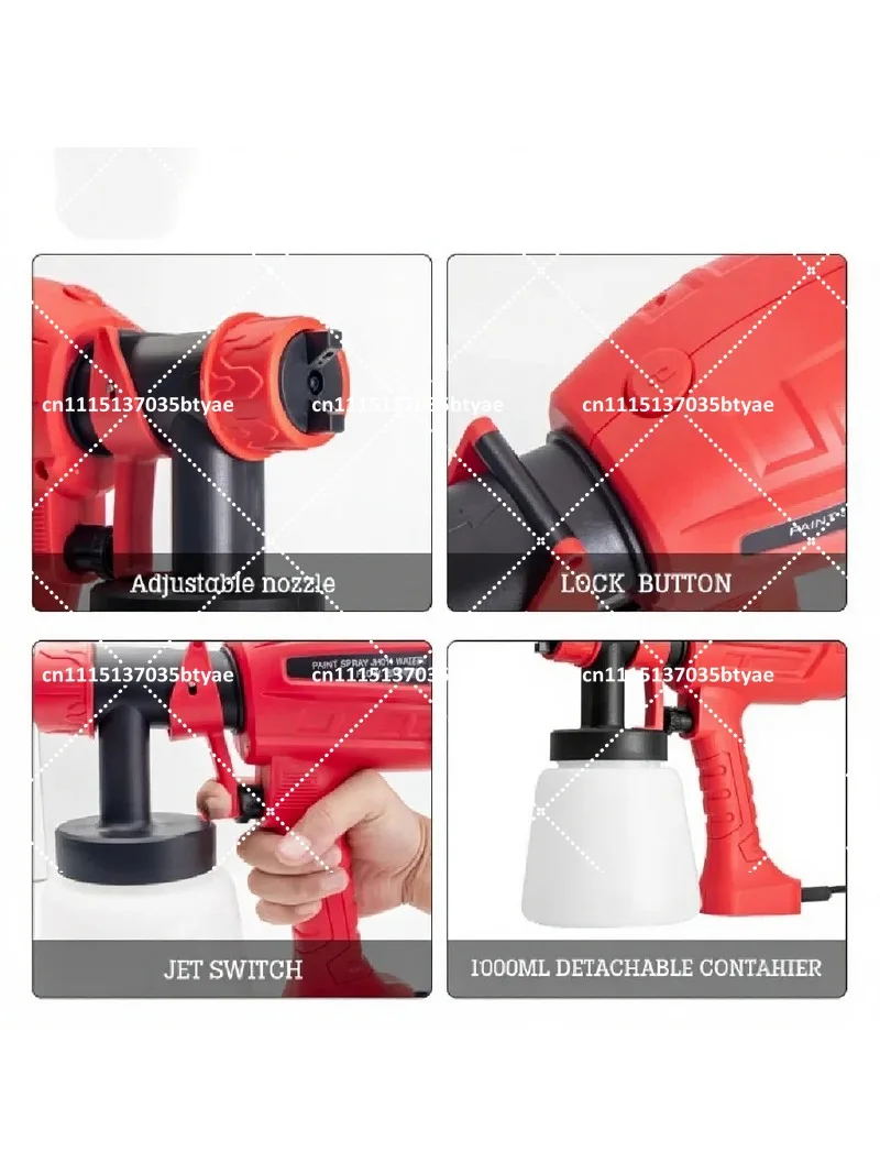 Cordless High Power Paint Sprayer, Portable Electric Spray Gun with Rechargeable Battery, Fine Atomization