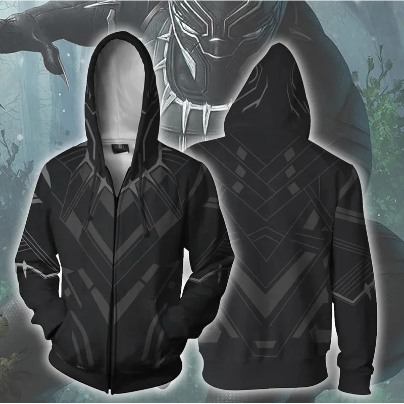 popular movie Black Panther 3D Printed Hoodies Men Women Black Panther Hooded Sweatshirts hip hop Zipper Pocket Jackets