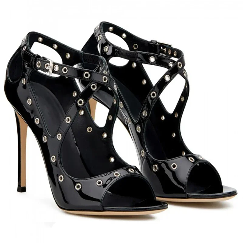 【Measure Your Feet Length Before Order】Elegant Luxry Designer Women High Heel Pumps Sexy Rivet Evening Dress Lady Shoe 11-CHC-16