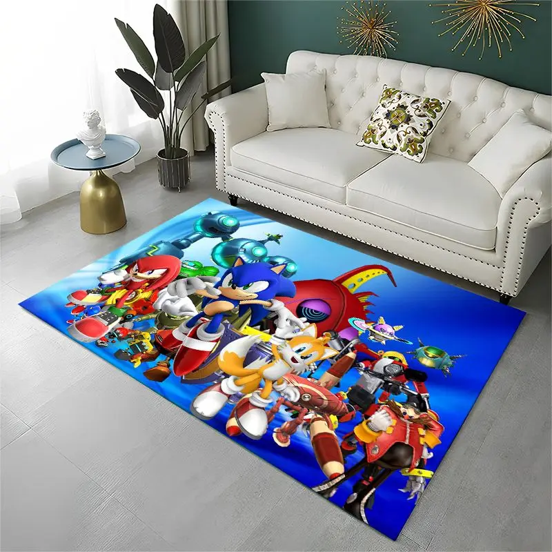HD Retro Game S-Sonic Cartoon Non-Slip Area Rug for Living Room Bedroom Playroom,Decorative Carpet Floor Mat Home Decor Holiday