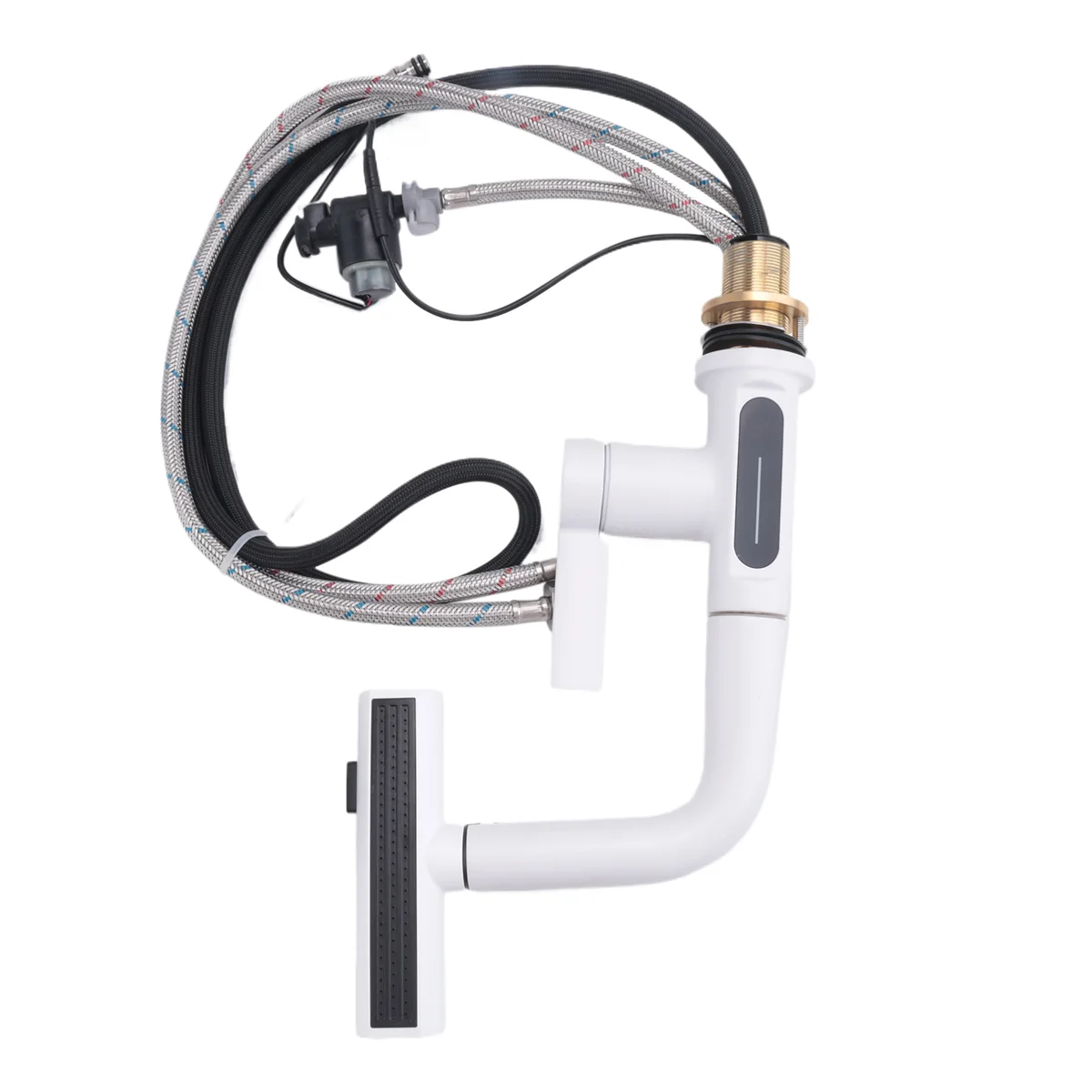 

Waterfall Pull Out Kitchen Faucet Intelligent Digital Display Cold Hot Mixer Taps Rotatable Sink Lifting Basin Faucet-A