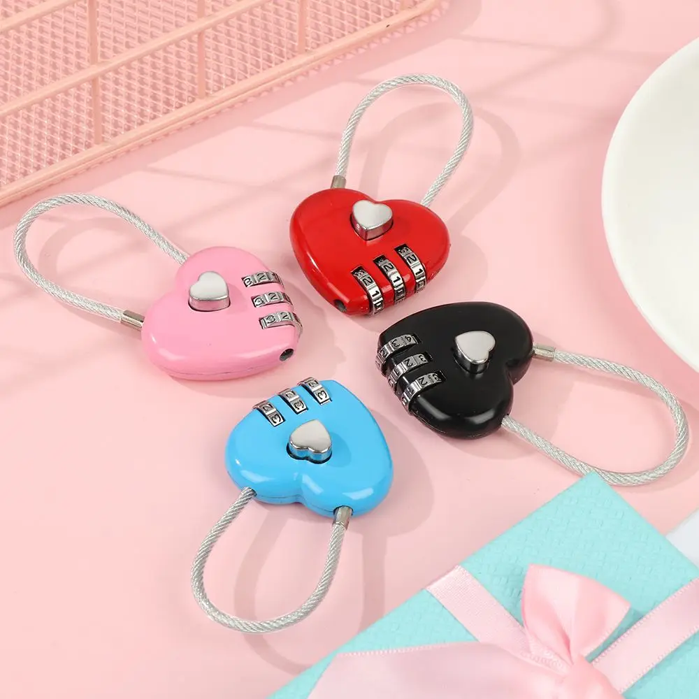 1pc Outdoor HOT Valentine's Day Travel Suitcase Luggage Code Padlock Security Tool 3 Digit Password Heart Shaped Lock
