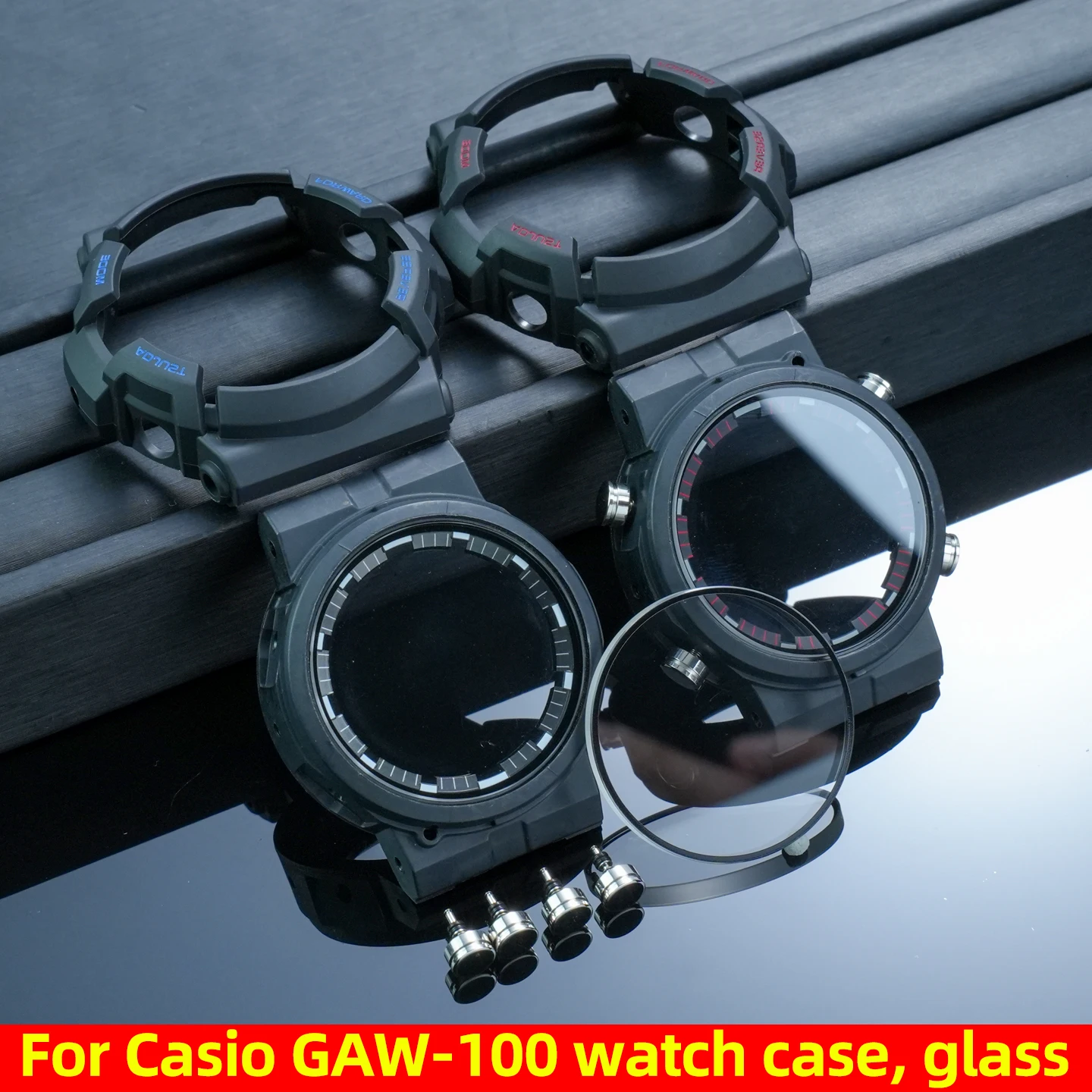 Accesorios para reloj GAW 100 para la serie Casio G-shock GAW-100, carcasa de resina de repuesto y carcasa interior | Vidrio transparente | botones