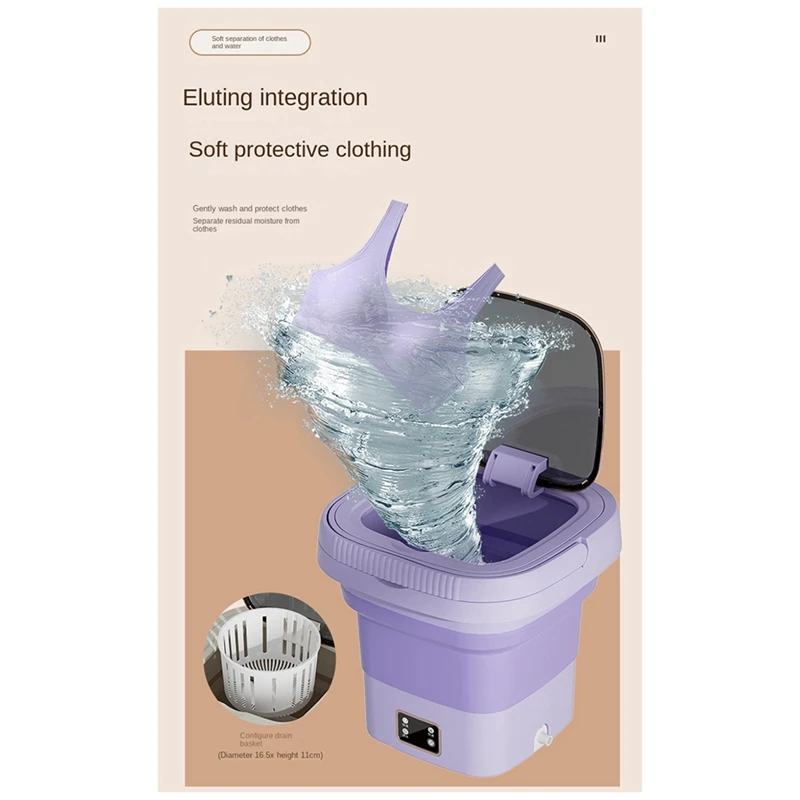 9L Portable Washing Mini Foldable Household Washing Machine With Spinning Dry Washing Machine Purple UK-Plug Durable