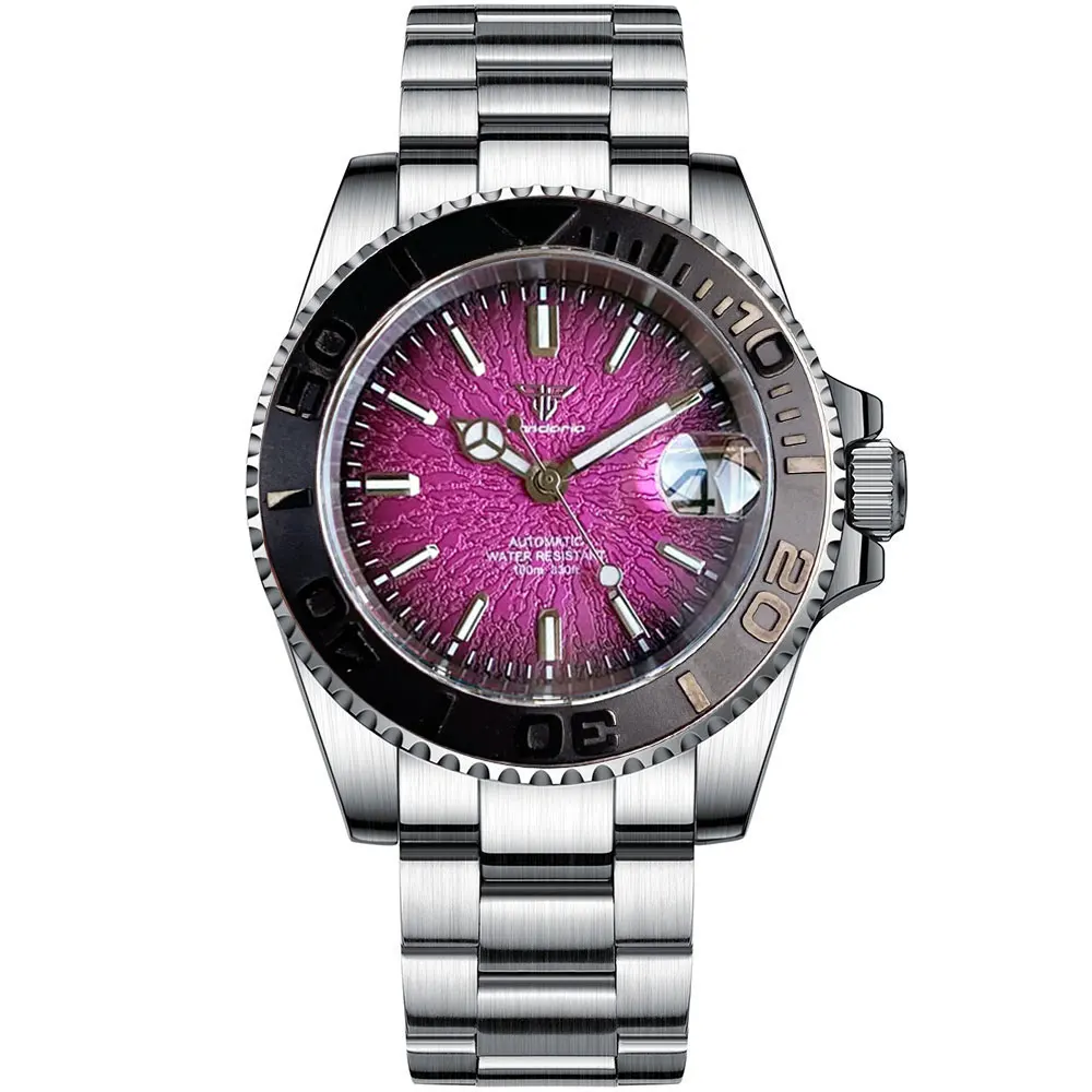 Tandorio New 40mm Diver Men Watch Sapphire Glass Japan NH35A Automatic Mechanical Reloj Hombre Date 20ATM Roating Bezel Luminous view 3