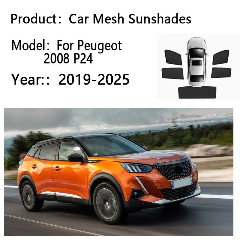 Sun Shades For Peugeot 2008 P24 2019 2020-2025 Sunshades Magnetic Heat insulation Curtains Privacy Window Visor Car Accessories
