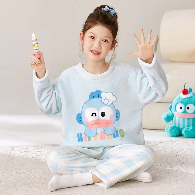 

Kawaii Hello Kitty Hangyodon Sanrio Student Cute Cartoon Comfortable Warm Pajamas Children Fluffy Pajamas Birthday Gift for Kids